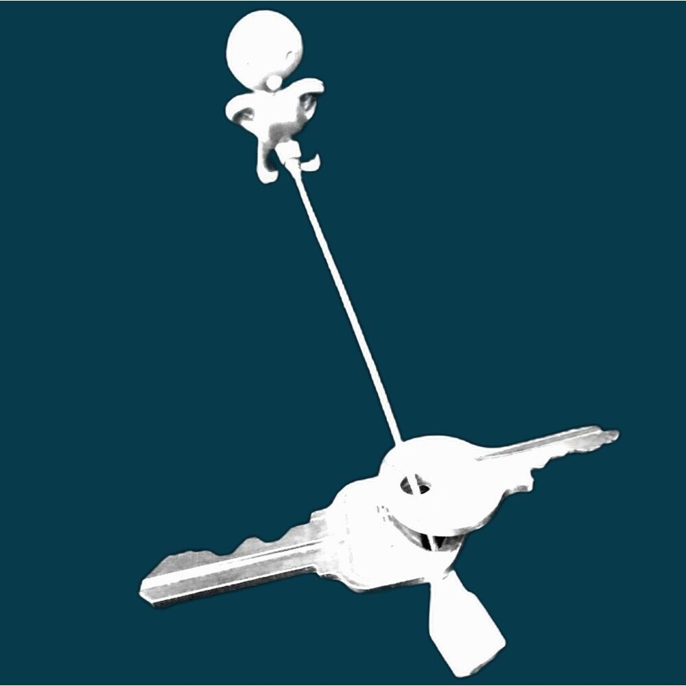 Silver Metal Man Whimsical Figure Keychain - Novelty Item Funny